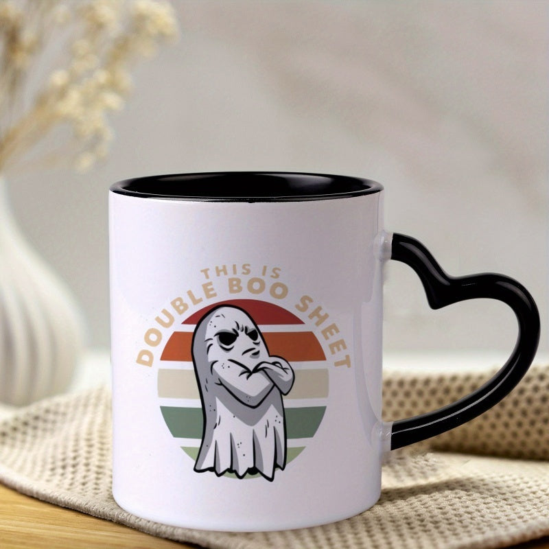 Tailorly Black Accent 11 oz Mug - heart shaped handle double boo sheet text
