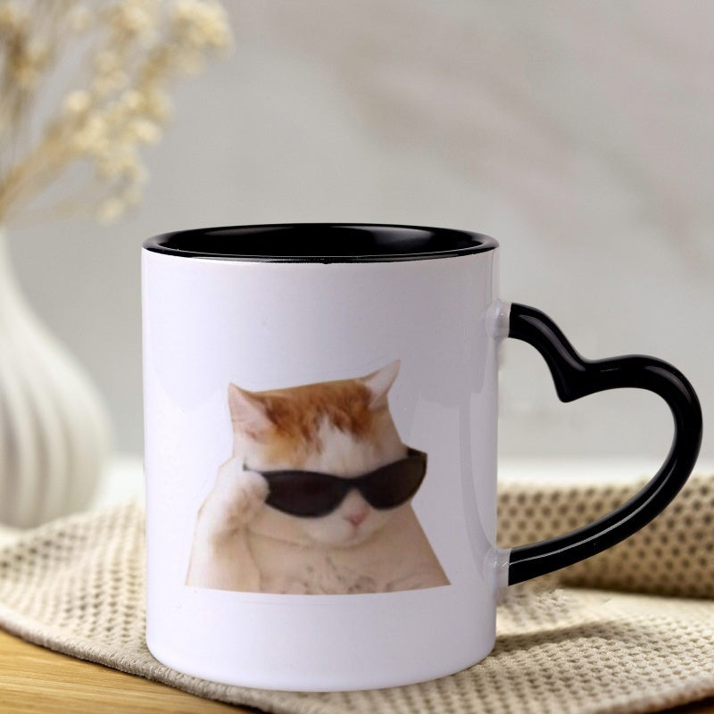 Tailorly Black Accent 11 oz Mug - heart shaped handle