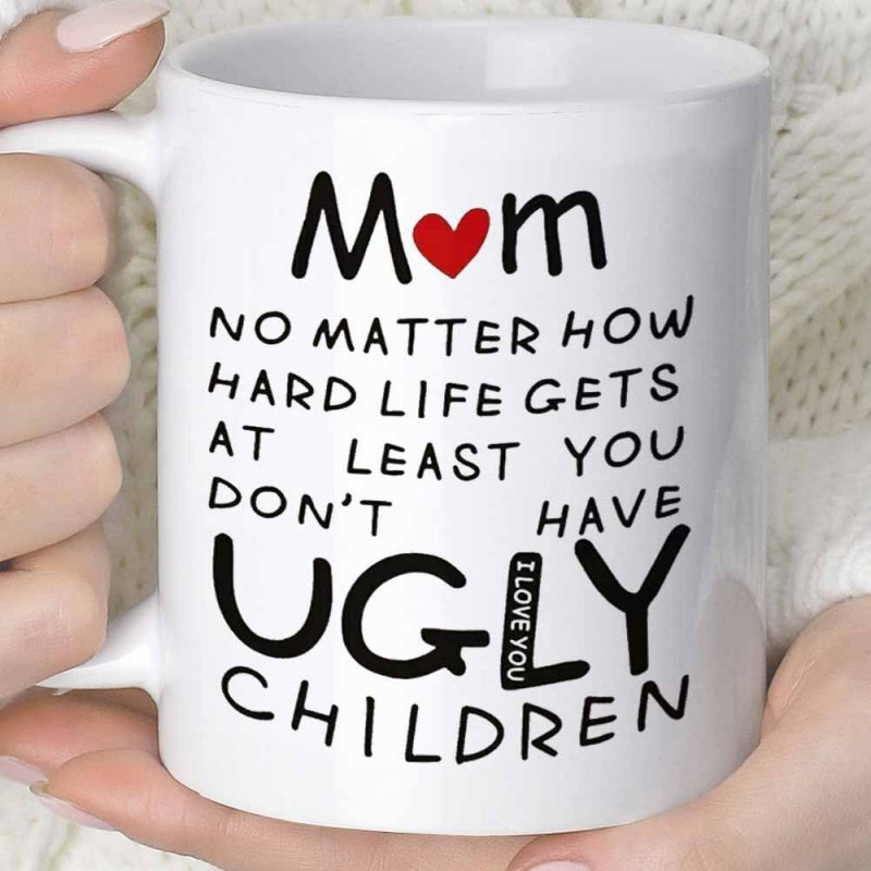 Tailorly White Ceramic 11 oz Mug - humorous design about moms