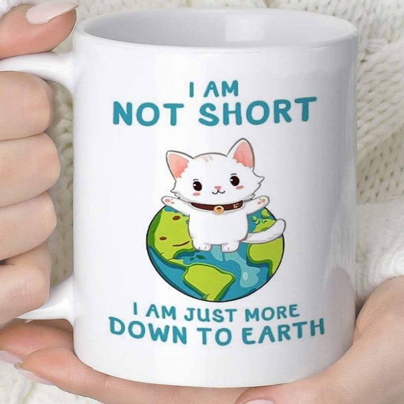 Tailorly White Ceramic 11 oz Mug - earthy cat