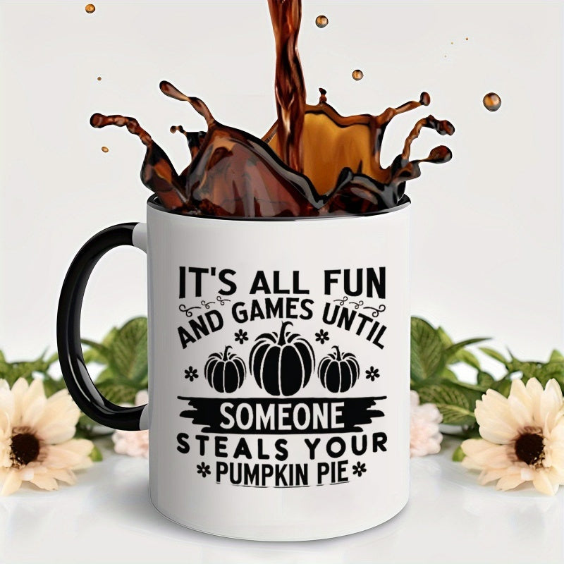 Tailorly Black Accent 11 oz Mug - patterns pumpkin latte cup autumn coffee tea cup thanksgiving