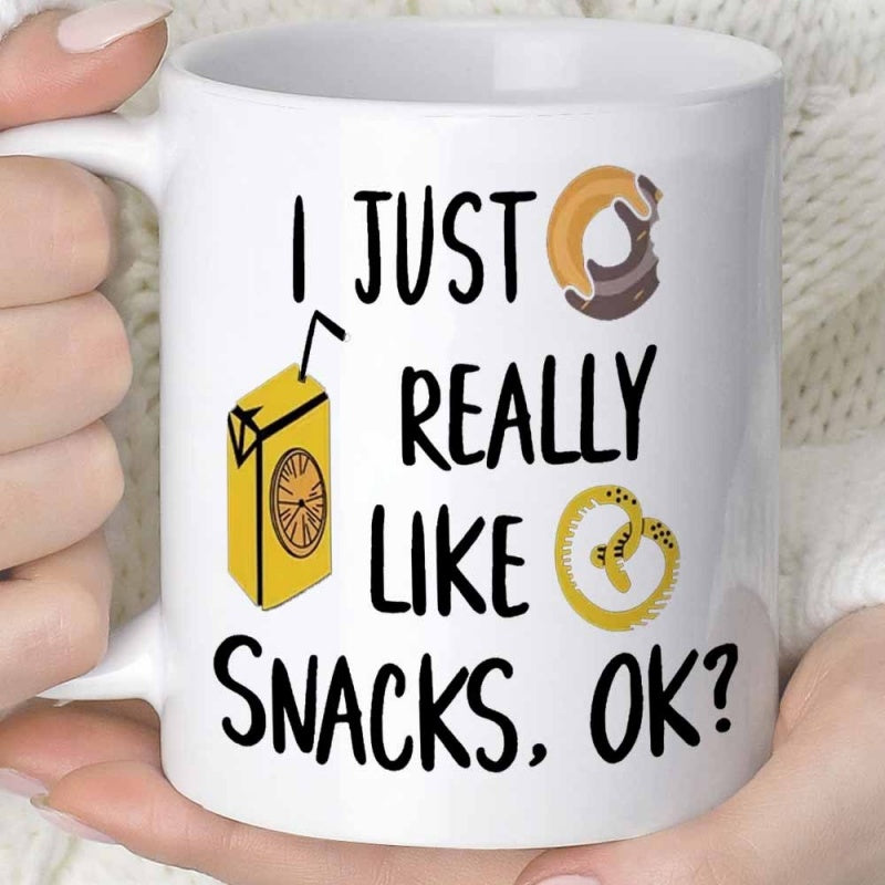 Tailorly White Ceramic 11 oz Mug - fun snack themed
