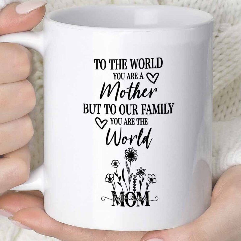 Tailorly White Ceramic 11 oz Mug - fun floral pattern with a mother quote