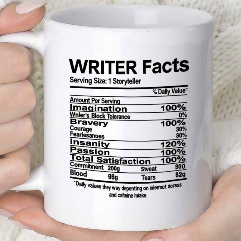 Tailorly White Ceramic 11 oz Mug - facts imagination and with a capacity of 11 ounces or 360 milliliters