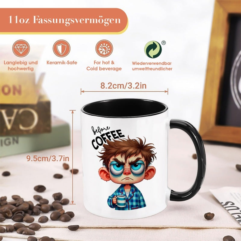 Tailorly Black Accent 11 oz Mug - boy face with text