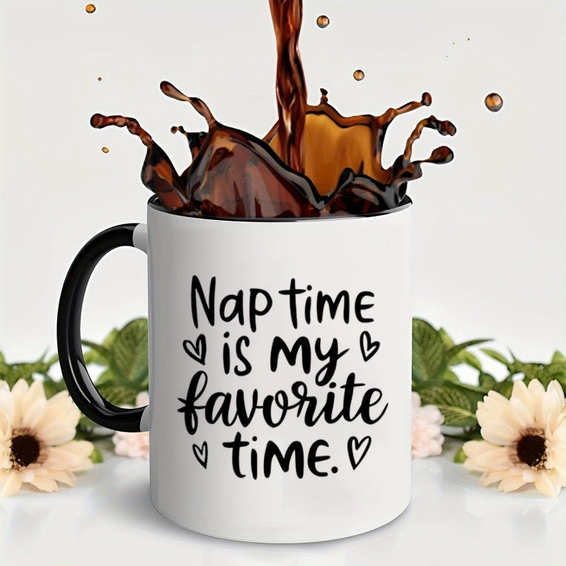 Tailorly Black Accent 11 oz Mug - name time lettering heart patterns