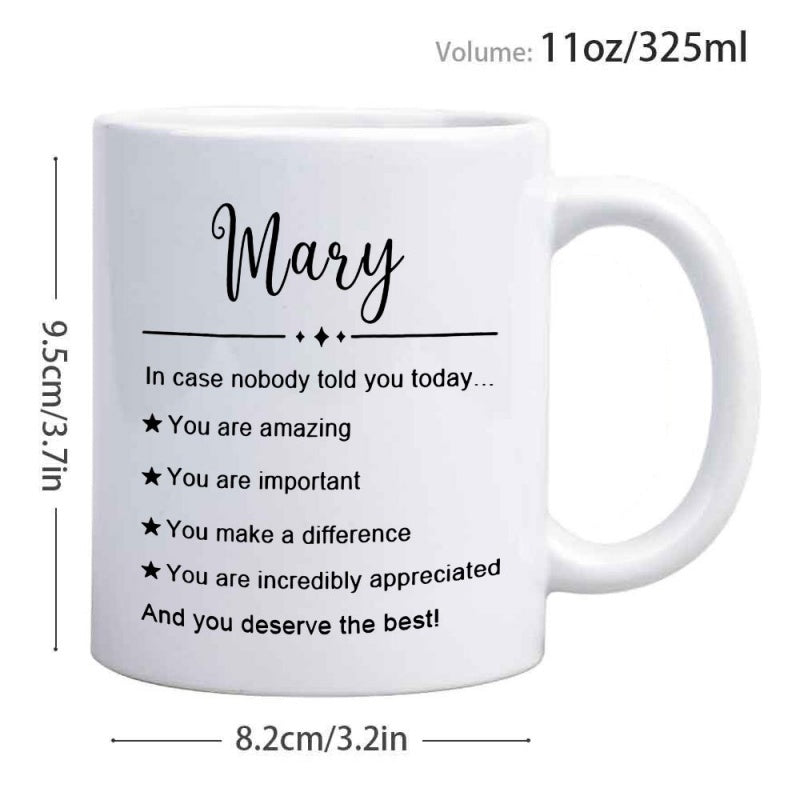 Tailorly White Ceramic 11 oz Mug - inspirational mary quote with positive affirmations and motivational messages in elegant cursive lettering