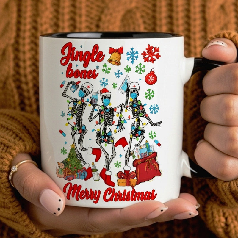 Tailorly Black Accent 11 oz Mug - funny dancing robots jingle holiday theme