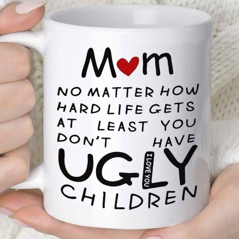 Tailorly White Ceramic 11 oz Mug - 1pc of a quirky mug for moms suitable for coffee or juice with an 11oz 360ml capacity perfect as a fun