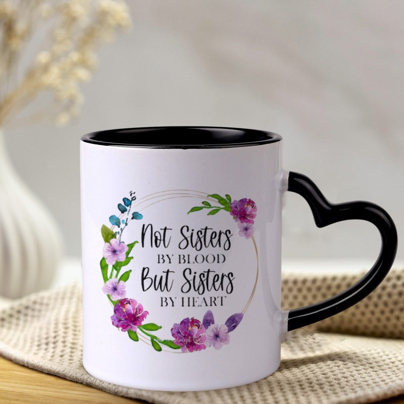 Tailorly Black Accent 11 oz Mug - heart shaped handle