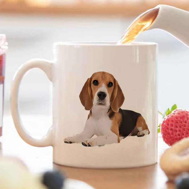 Tailorly White Ceramic 11 oz Mug - beagle dog