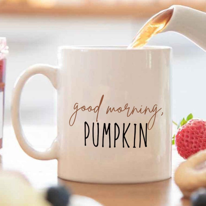 Tailorly White Ceramic 11 oz Mug - 1pc 11oz ceramic mug with retro autumn pumpkin design pumpkin cursive lettering coffee cup with pumpkin pattern ideal