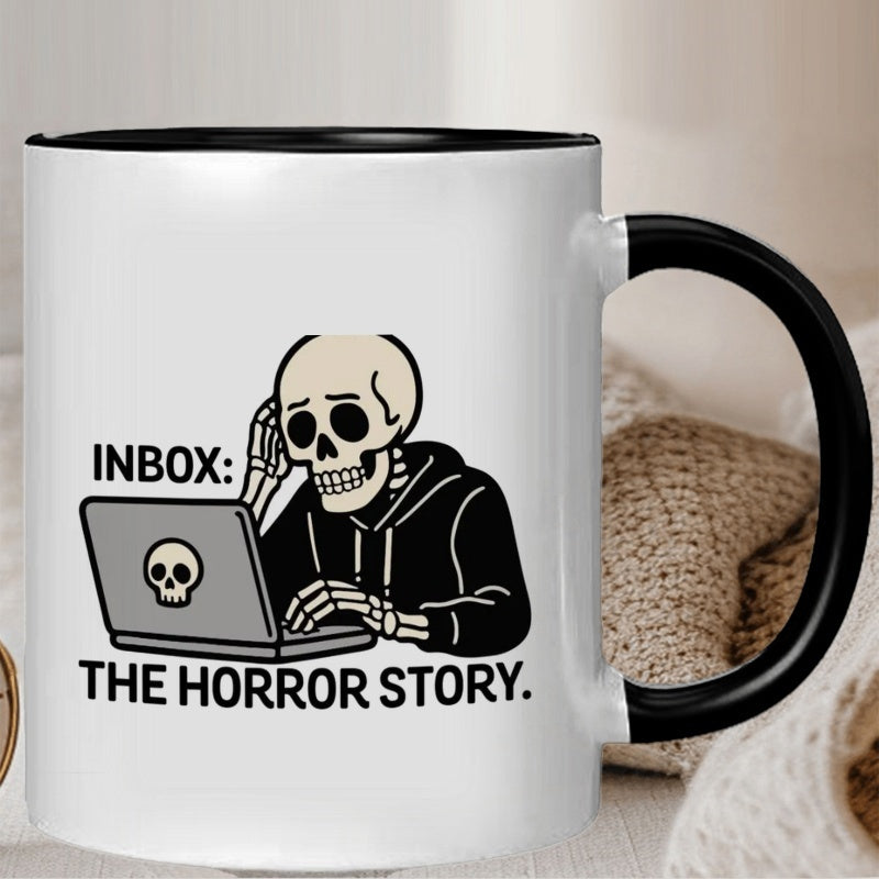 Tailorly Black Accent 11 oz Mug - gothic horror skull skeleton