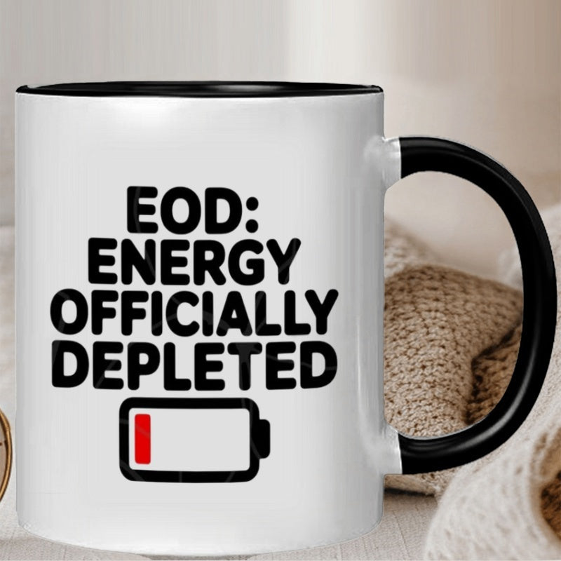 Tailorly Black Accent 11 oz Mug - humorous energy depleted pattern battery