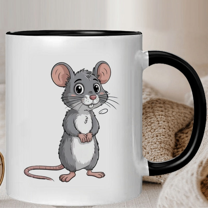 Tailorly Black Accent 11 oz Mug - adorable cartoon mouse