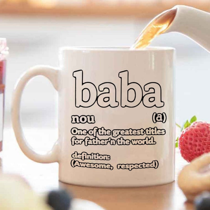Tailorly White Ceramic 11 oz Mug - baba definition funny lettering