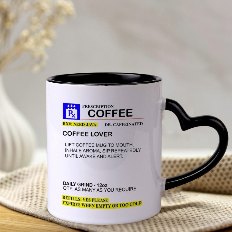 Tailorly Black Accent 11 oz Mug - heart shaped handle
