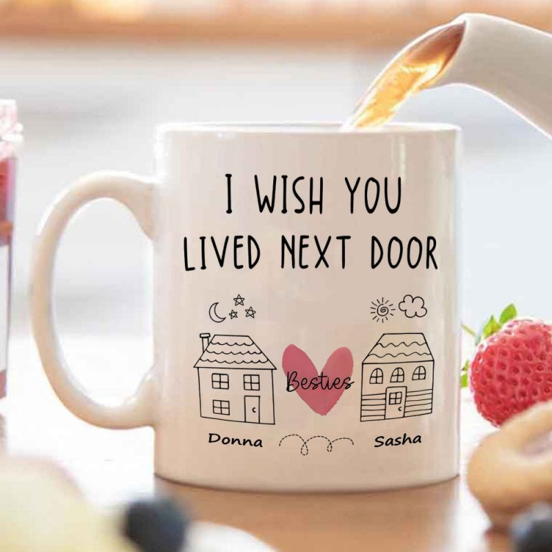 Tailorly White Ceramic 11 oz Mug - i you next design friendship moon cloud patterns