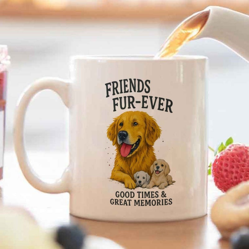 Tailorly White Ceramic 11 oz Mug - paw print pup photo