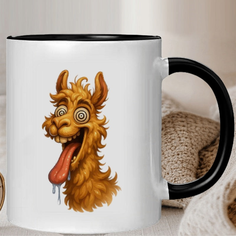 Tailorly Black Accent 11 oz Mug - whimsical alpaca