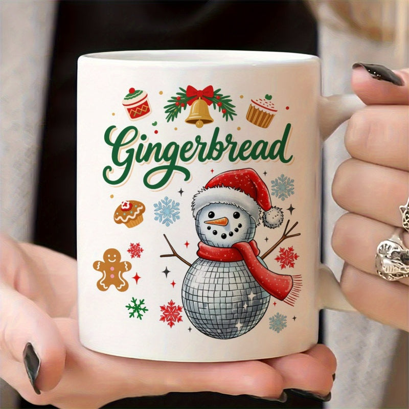 Tailorly White Ceramic 11 oz Mug - gingerbread snowman
