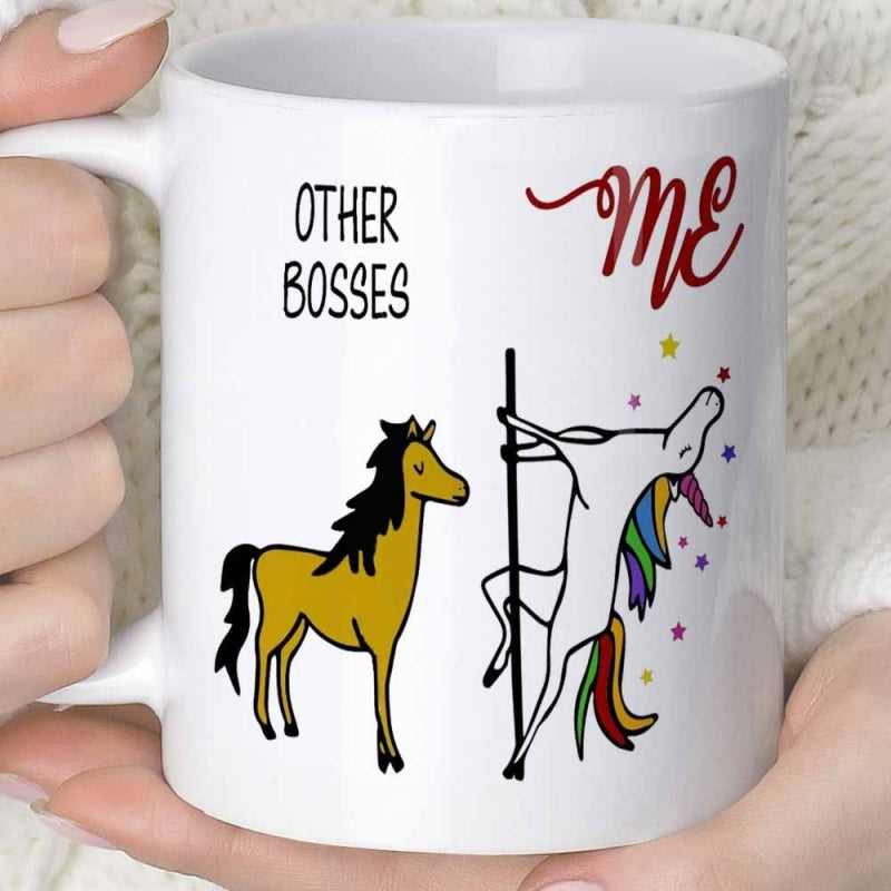 Tailorly White Ceramic 11 oz Mug - whimsical unicorn giraffe