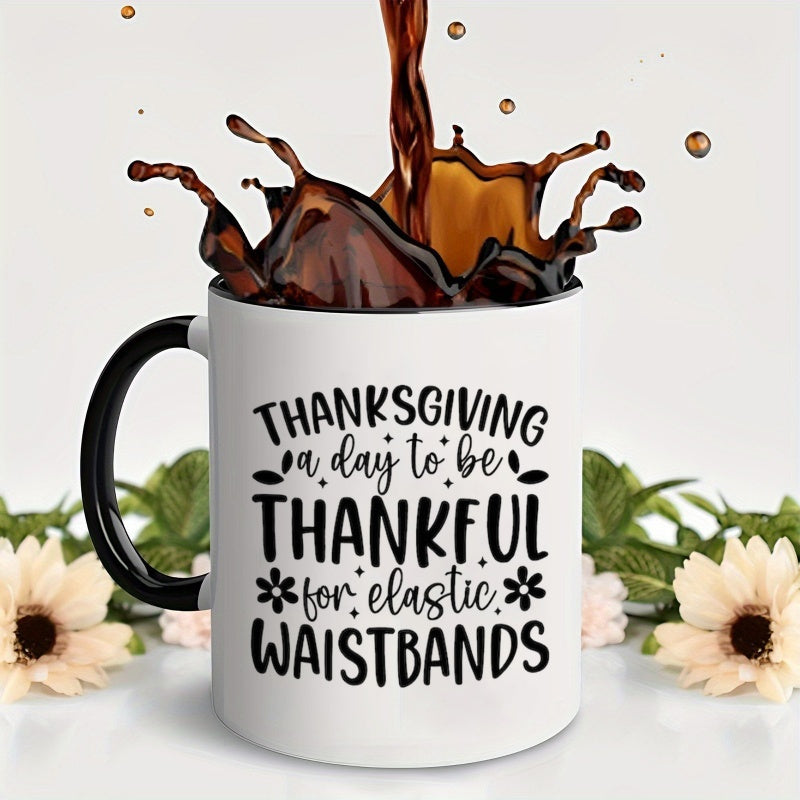 Tailorly Black Accent 11 oz Mug - funny thankful for elastic waistbands