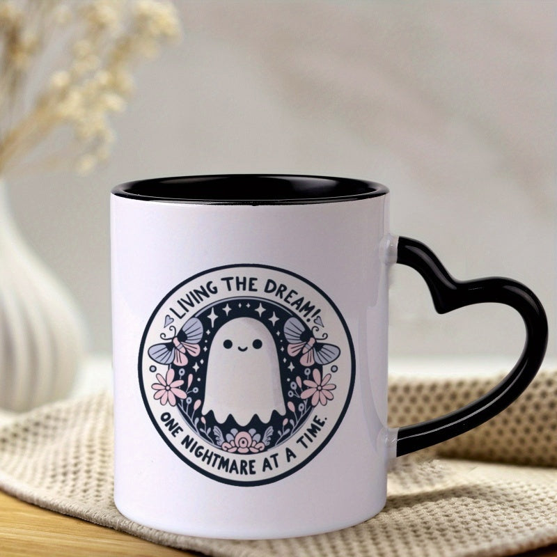 Tailorly Black Accent 11 oz Mug - heart shaped handle nightmare slogan gothic aesthetic