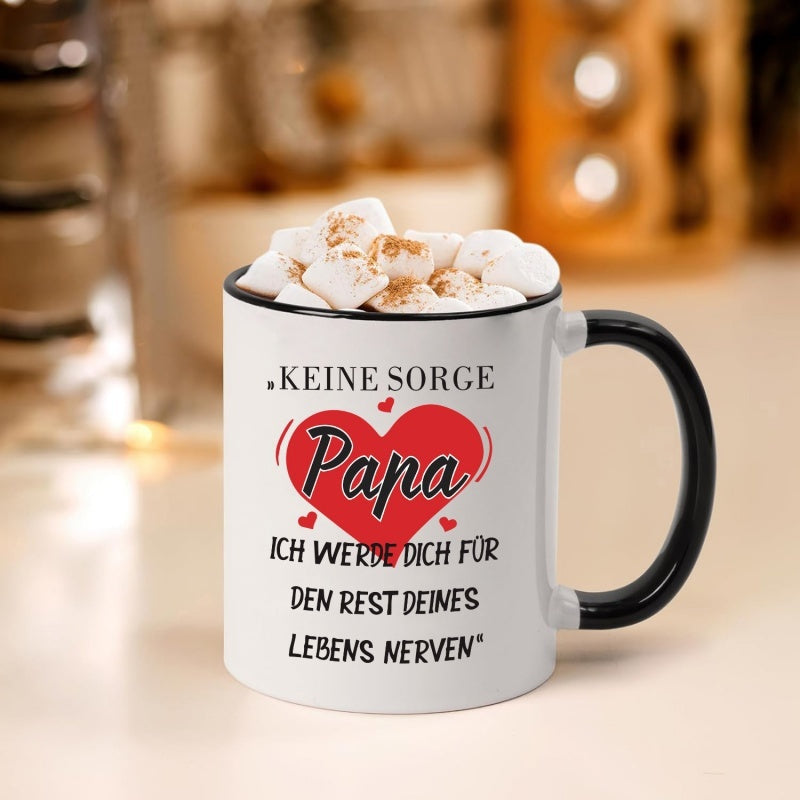 Tailorly Black Accent 11 oz Mug - german keine sorge papa text