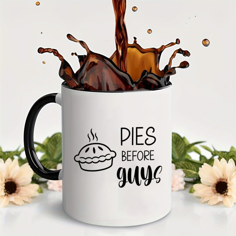Tailorly Black Accent 11 oz Mug - lettering and pie pattern