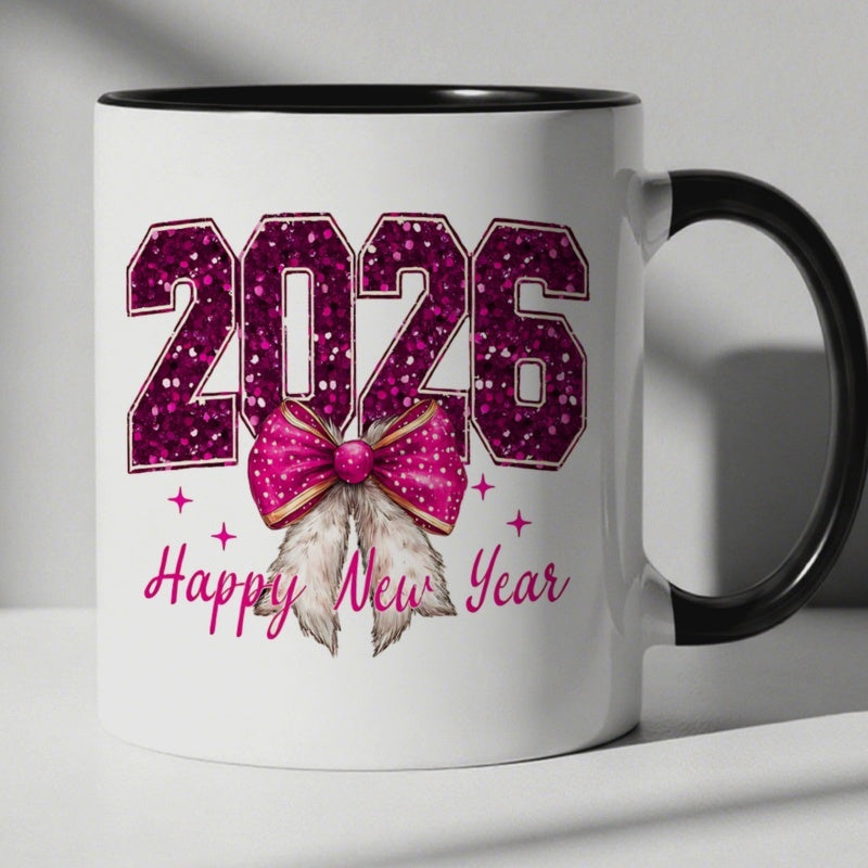 Tailorly Black Accent 11 oz Mug - 2026 number with star bow accent