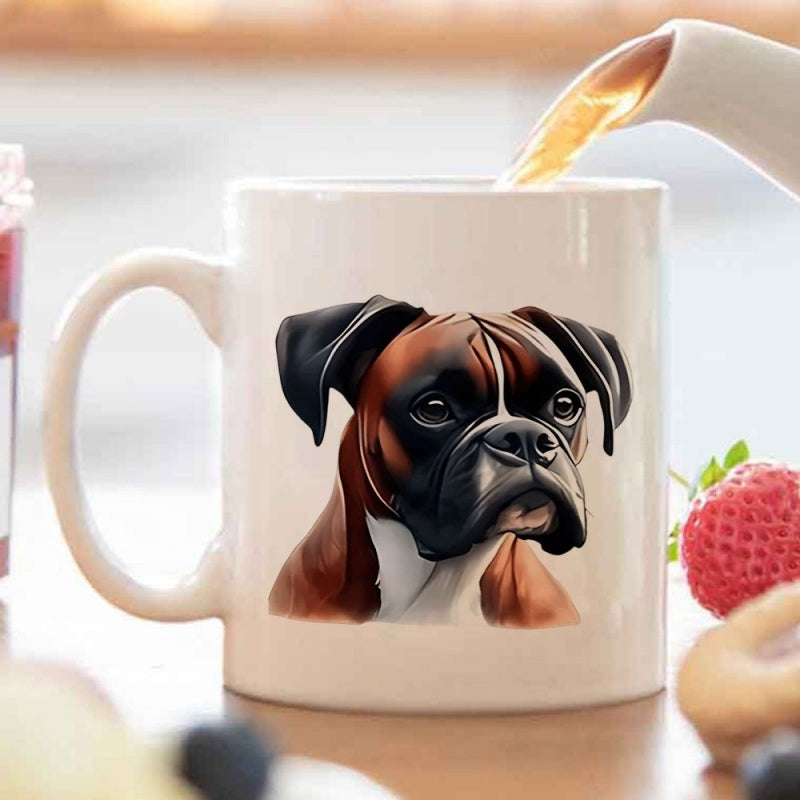 Tailorly White Ceramic 11 oz Mug - boxer dog