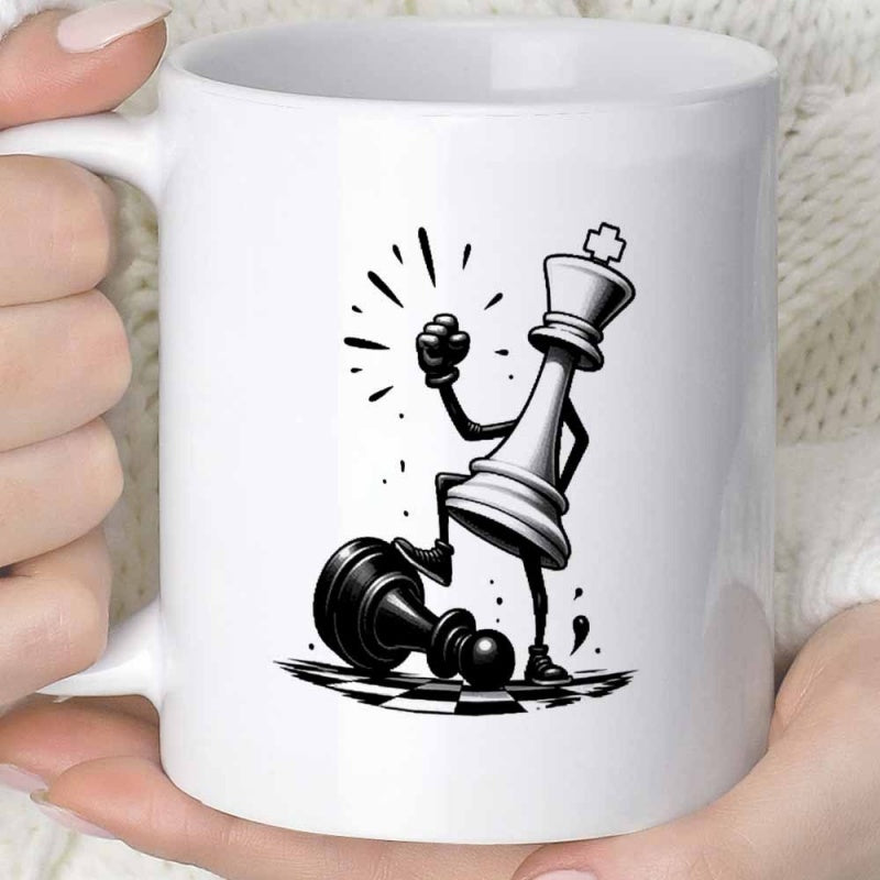 Tailorly White Ceramic 11 oz Mug - king chessbell