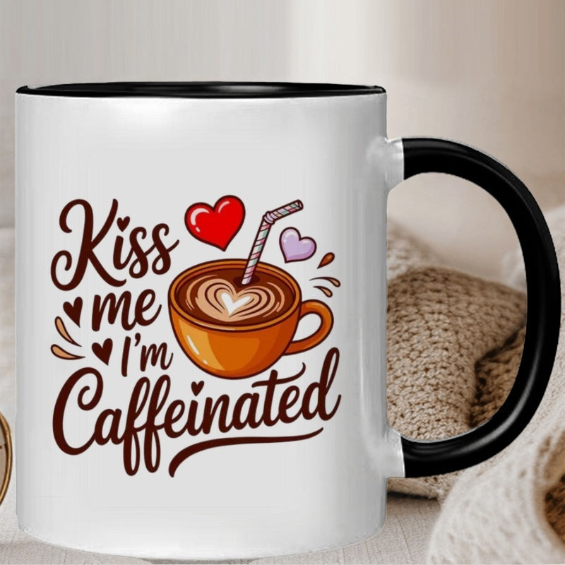 Tailorly Black Accent 11 oz Mug - funny "I coffee" text