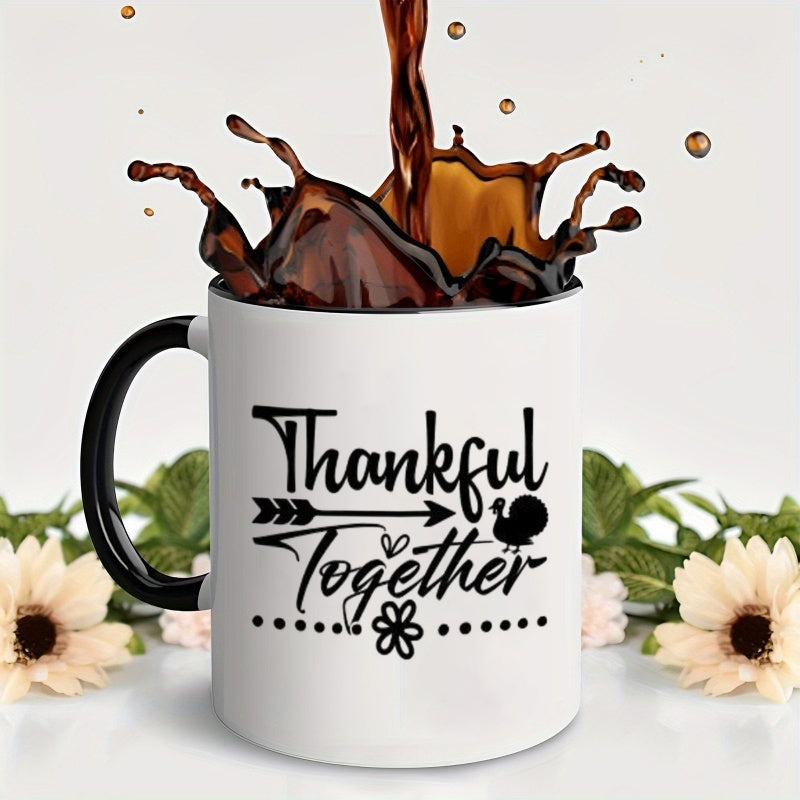 Tailorly Black Accent 11 oz Mug - thankful for arrow