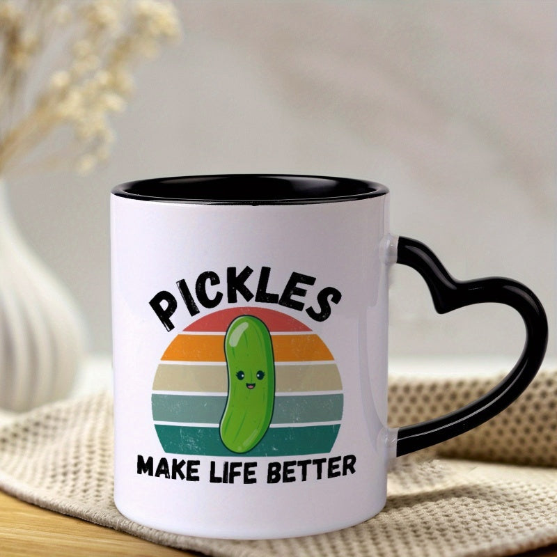 Tailorly Black Accent 11 oz Mug - vintage pickles design with pickles and saying