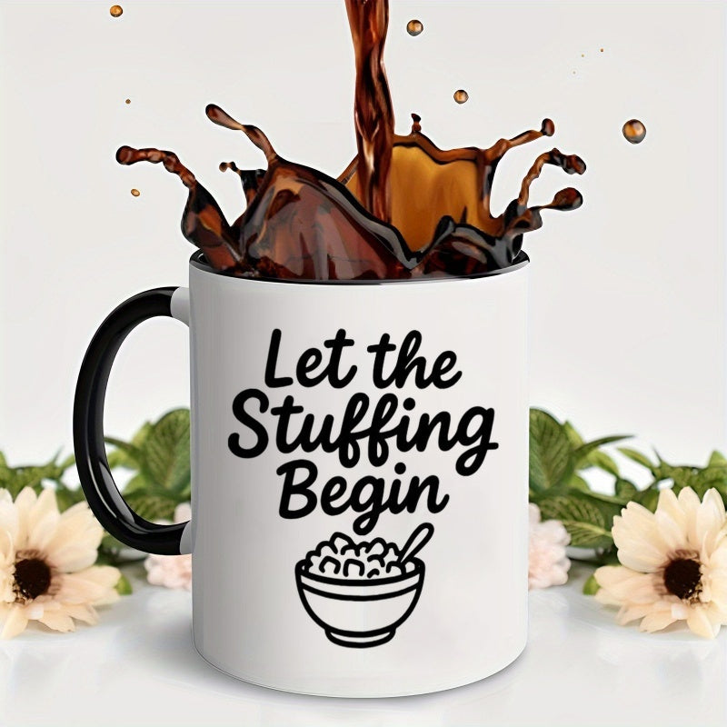 Tailorly Black Accent 11 oz Mug - realistic bowl of stuffing