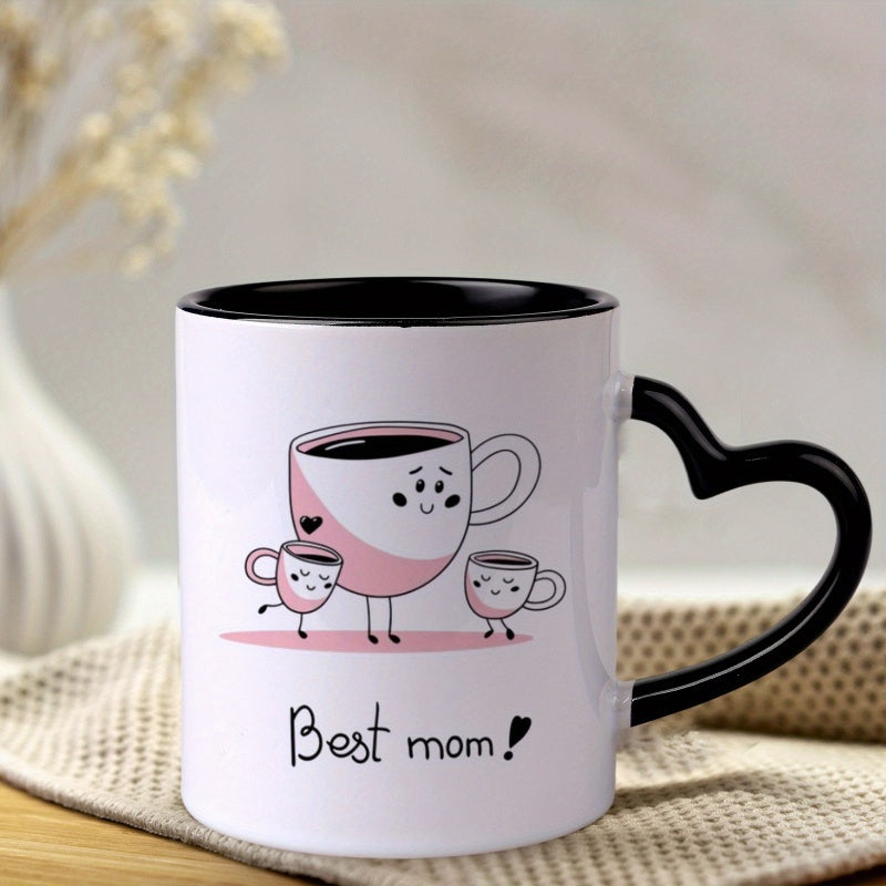 Tailorly Black Accent 11 oz Mug - heart shaped handle