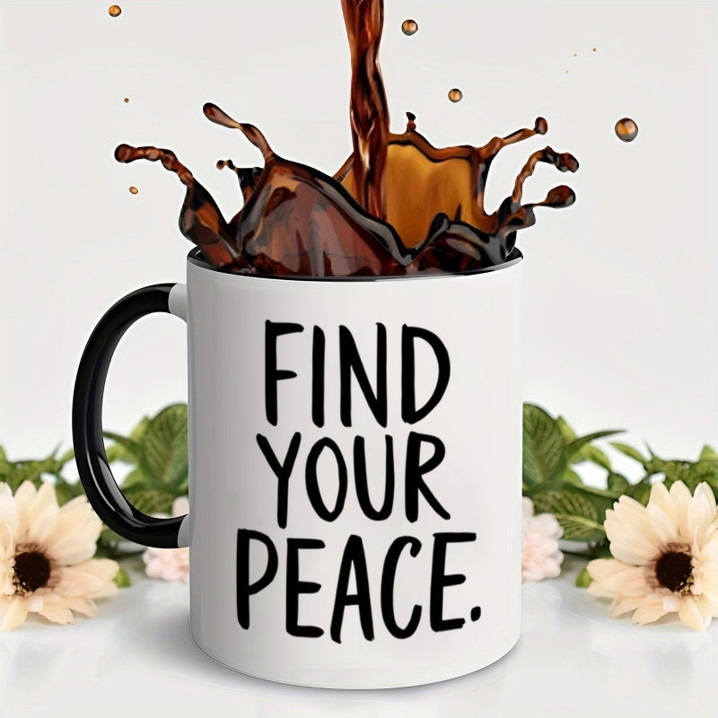 Tailorly Black Accent 11 oz Mug - find your peace lettering