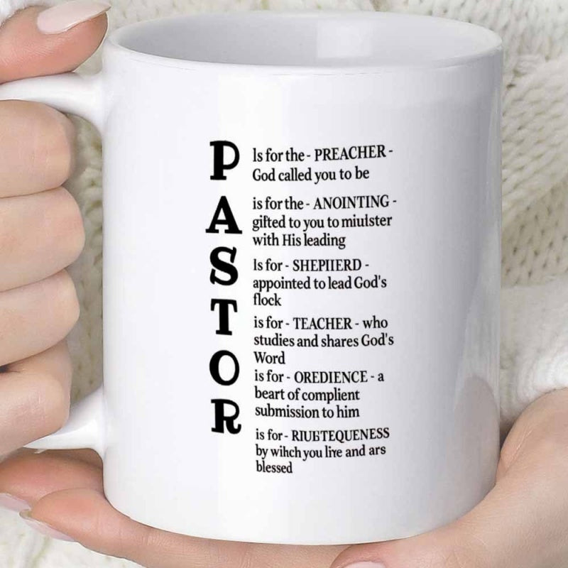 Tailorly White Ceramic 11 oz Mug - 1pc of a unique mug designed for pastors coffee or juice with a capacity of 11 ounces or 360 milliliters making it a