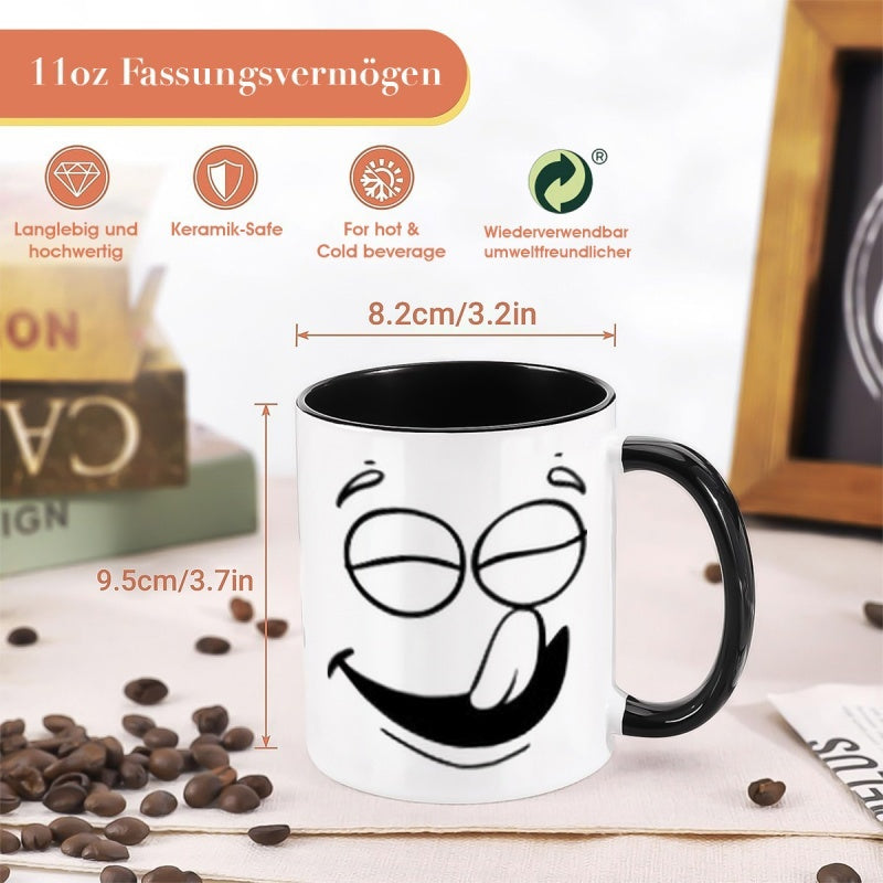 Tailorly Black Accent 11 oz Mug - happy sad