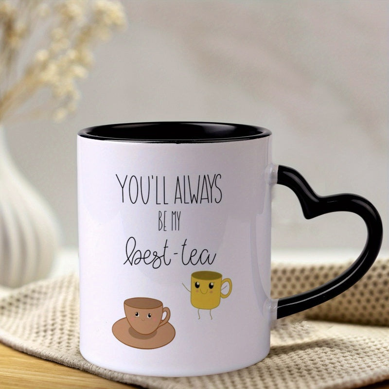 Tailorly Black Accent 11 oz Mug - heart shaped handle
