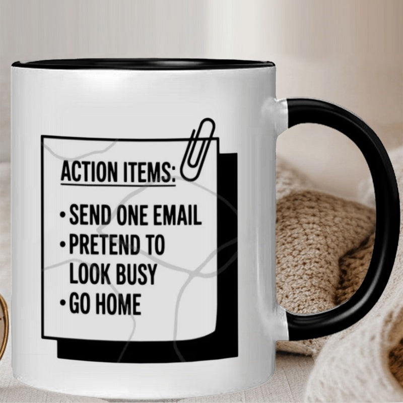 Tailorly Black Accent 11 oz Mug - humorous action items list patterns