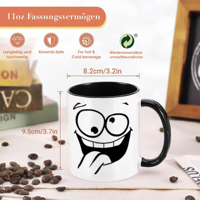 Tailorly Black Accent 11 oz Mug - funny tongue out character