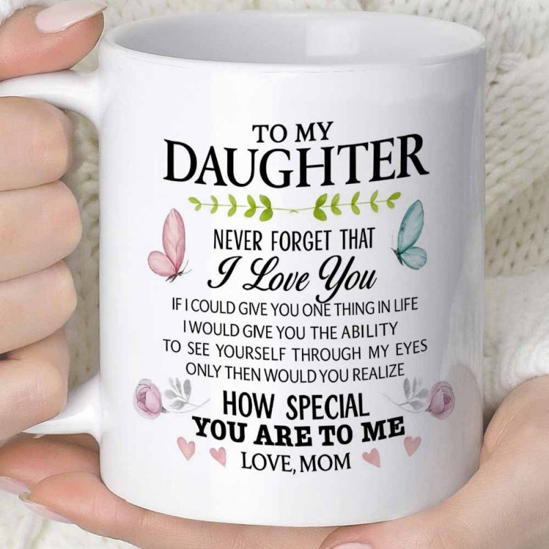 Tailorly White Ceramic 11 oz Mug - 1pc of a unique mug for daughters coffee or juice with a capacity of 11 ounces or 360 milliliters making it a fun