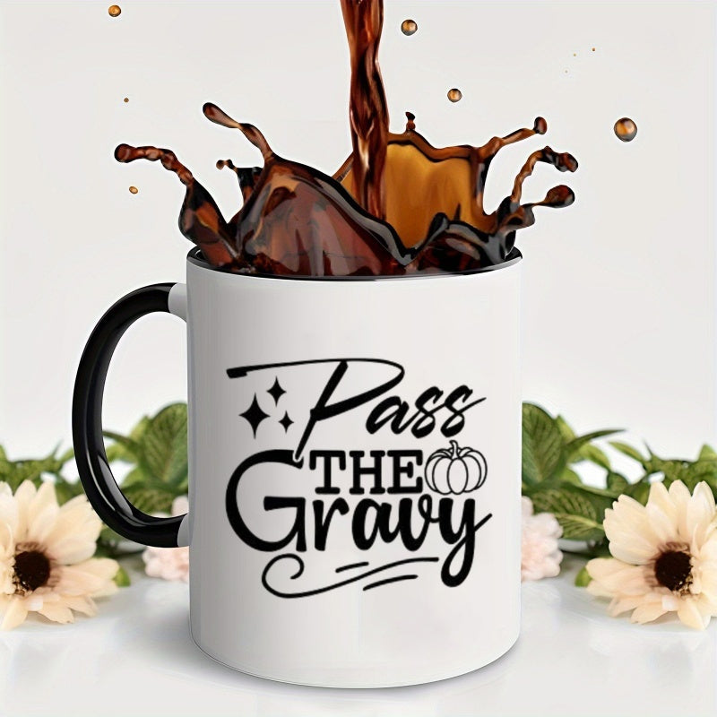 Tailorly Black Accent 11 oz Mug - pass the gravy and pumpkin patterns