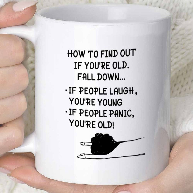 Tailorly White Ceramic 11 oz Mug - 1pc of a quirky mug that tumbles over coffee or juice with a capacity of 11 ounces 360 ml a fun gift