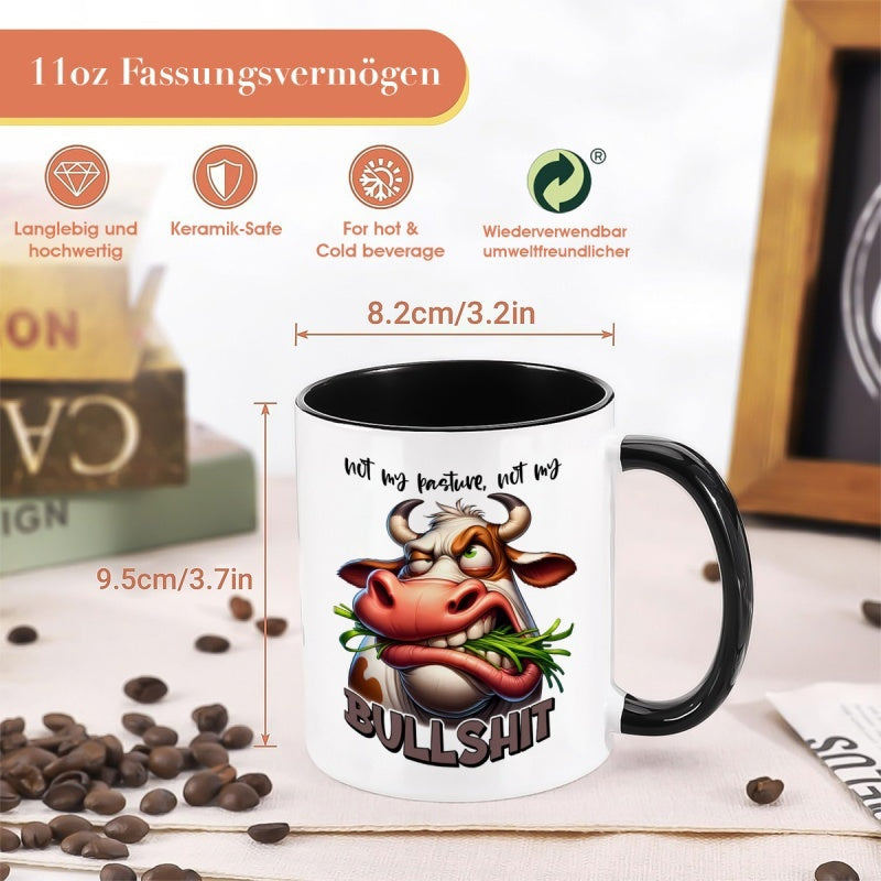 Tailorly Black Accent 11 oz Mug - 1pc funny cow mug not arguing im explaining why im right saying 11oz ceramic coffee cup with handle design humorous