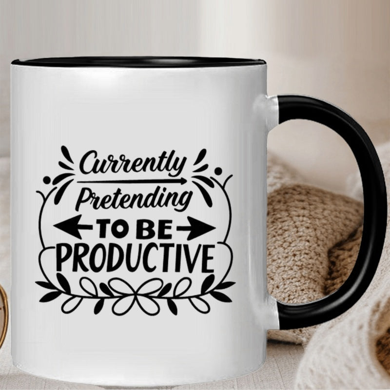 Tailorly Black Accent 11 oz Mug - funny pretending to be productivity humor office desk accessory