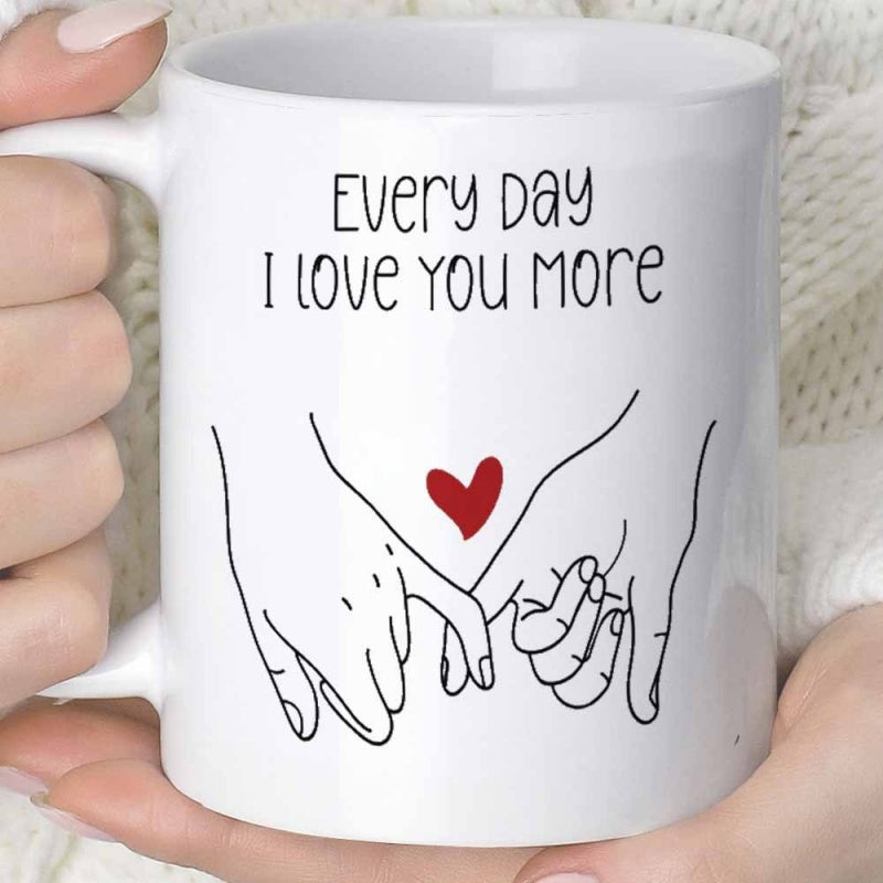 Tailorly White Ceramic 11 oz Mug - love heart shape